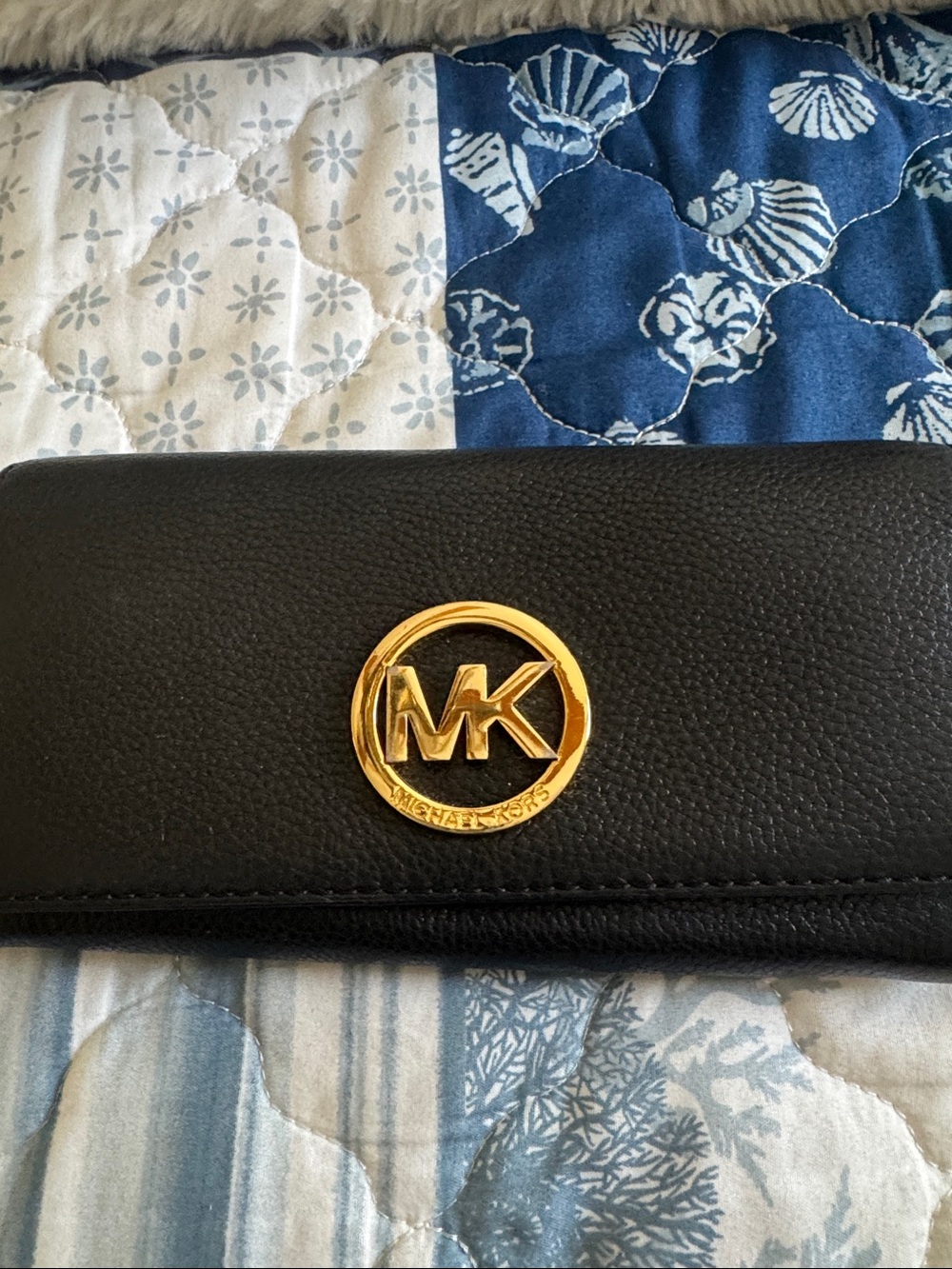 Michael Kors Black Wallet with Gold MK Logo